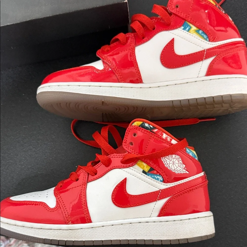 Red and White Air Jordan Sneakers 1 - Picture 4 of 7